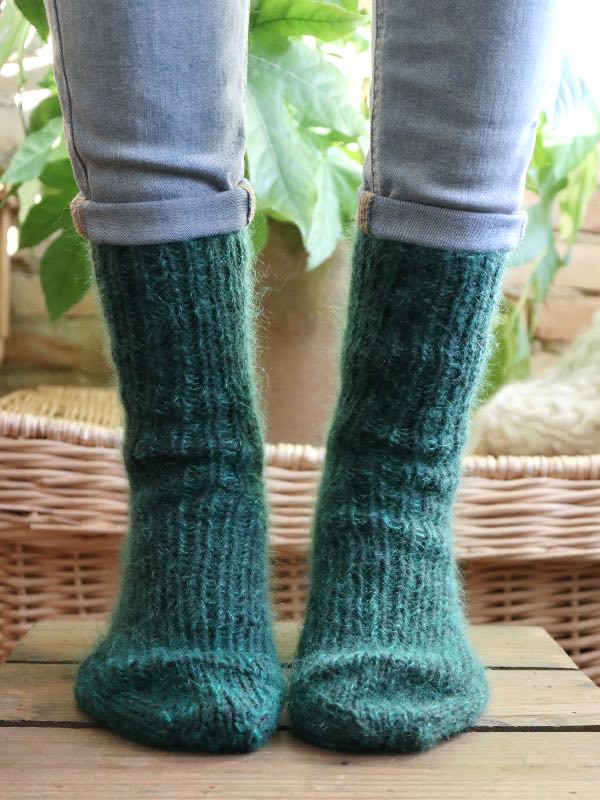 Grønne strikkede sokker