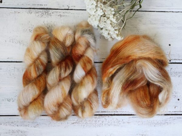 Håndfarvet silk mohair i farven Spice