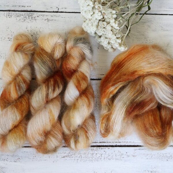 Håndfarvet silk mohair i farven Spice